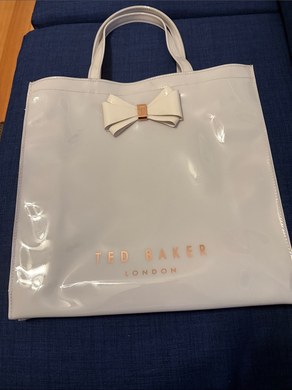 Ted Baker Cream grey Patent Tote with Bow Detail